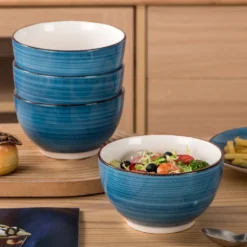 Vancasso Bella Steinzeug Kombiservice, 16 Teilig Geschirrset Für 4 Personen, Mit Je 4 Dessertteller, Speiseteller, Müslischalen, Kaffeebecher, Blau -Kuechengeschirr f5cae85e8e0f7021265da7b151cde4a3