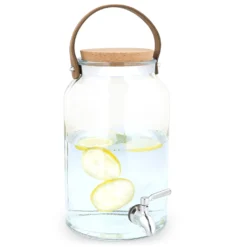 Navaris Getränkespender 5,6 Liter Aus Glas - Mit Zapfhahn Aus Edelstahl Und Kork Deckel - Wasserspender Glasbehälter Für Kalte Getränke -Kuechengeschirr f6b930c6c13236d661e140bda2f31f47