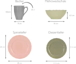 CreaTable 23819 Kombiservice Flora Colors Für 4 Personen, Porzellan, Mehrfarbig (1 Set, 16-teilig) -Kuechengeschirr f7c5ae1c84dc51587138e7691fb17ba6