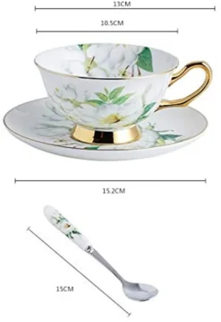 Panbado Floral Kaffeetassen Aus Premium Bone China Porzellan, Beinhaltet 1 Tassen 200 Ml, 1 Untertassen, Und 1 Löffel -Kuechengeschirr f819e19d24c00a571de0edd759c53911