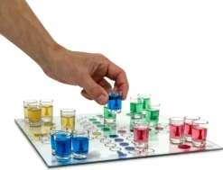 Relaxdays 10010181 Drinking Ludo Spiel, Partyspiel Für Erwachsene, Brett, 2 Würfel & 16 Shotgläser, Lustiges Trinkspiel -Kuechengeschirr fa4ecd709843c4027280498c6ff665e9
