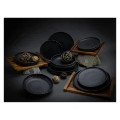 CreaTable 23861 Tafelservice Uno Für 4 Personen, Steinzeug, Schwarz (1 Set, 12-teilig) -Kuechengeschirr fa4f735742f9a087df3b4b0005972325