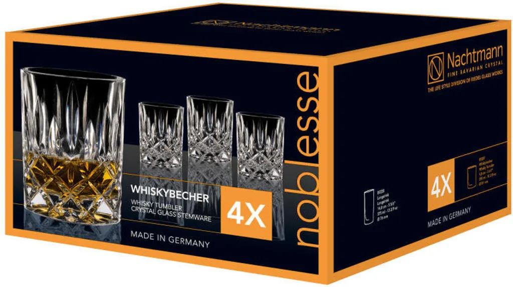 Nachtmann Noblesse Whiskybecher Set, 8er Set, Whiskyglas, Tumbler, Kristallglas, H 9.8 Cm 5 Nachtmann Noblesse Whiskybecher Set, 8er Set, Whiskyglas, Tumbler, Kristallglas, H 9.8 Cm – Bild 3