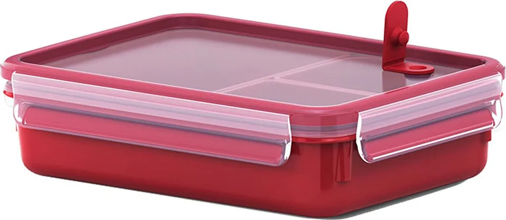 Emsa Mikrowellendose CLIP & MICRO 1,2 Liter Mit Einsätzen Transparent / Rot 4 Emsa Mikrowellendose CLIP & MICRO 1,2 Liter Mit Einsätzen Transparent / Rot – Bild 2