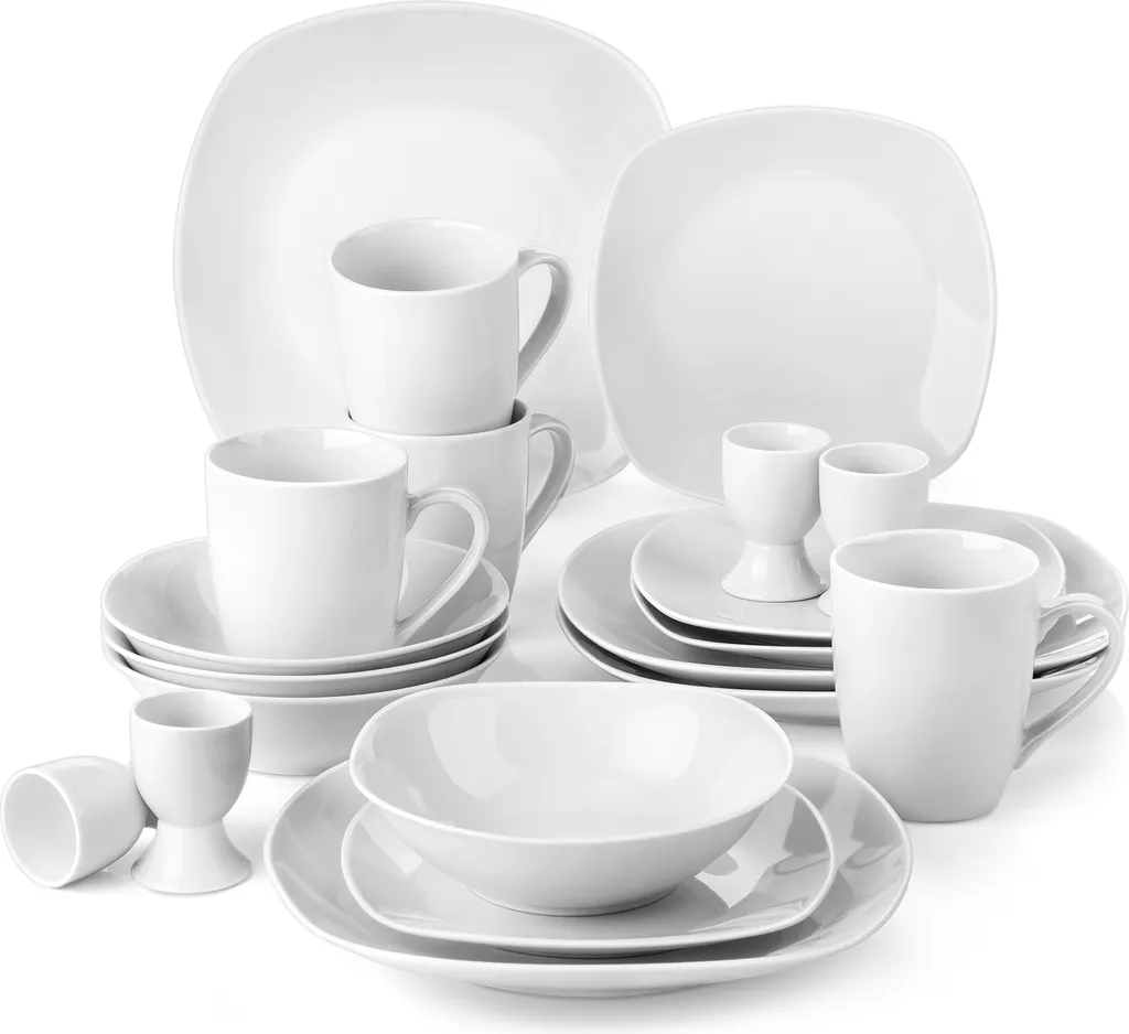 MALACASA, Serie Elisa, 40 Teilig Set Porzellan Tafelservice Kombiservice Geschirrset Mit Dessertteller, Speiseteller, Müslischalen, Eierbecher, Becher Für 8 Personen 3 MALACASA, Serie Elisa, 40 Teilig Set Porzellan Tafelservice Kombiservice Geschirrset Mit Dessertteller, Speiseteller, Müslischalen, Eierbecher, Becher Für 8 Personen