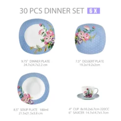 VEWEET 30-teilig Porzellan Tafelservice, Serie 'Hannah', Kombiservice Für 6 Personen, Blau Mit Floral Dekoration 14 VEWEET 30-teilig Porzellan Tafelservice, Serie 'Hannah', Kombiservice Für 6 Personen, Blau Mit Floral Dekoration -Kuechengeschirr fec2e6d97f4a1dffa6a9ec79ed4a828d